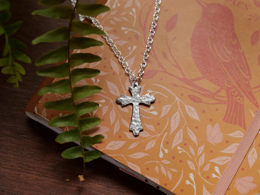 Hand Forged Fancy Cross * Hammered Cross Pendant * Christian Gift for Men or Women * Forged Cross Necklace * Handmade Steel Necklace