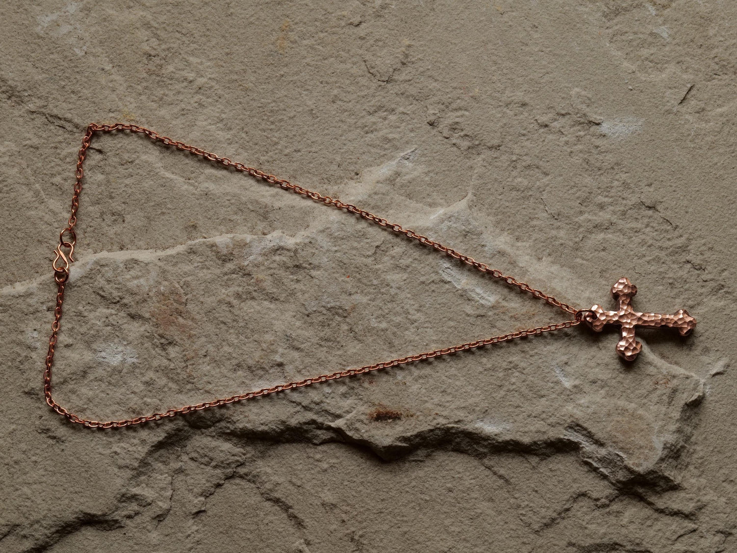 Hammered Raw Copper Catholic Cross * Orthodox Cross Pendant * Gift for Men or Women * Forged Cross Necklace * Handmade Pure Copper Necklace