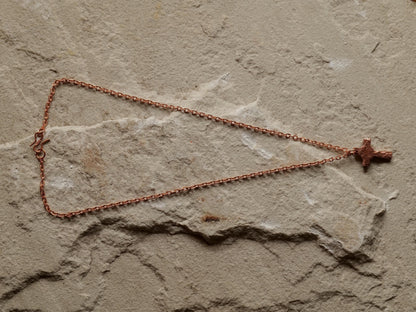 Raw Copper Cross * Hammered Cross Pendant * Christian Gift for Men Women * Forged Cross Necklace *Handmade Pure Copper Necklace Circle Cross