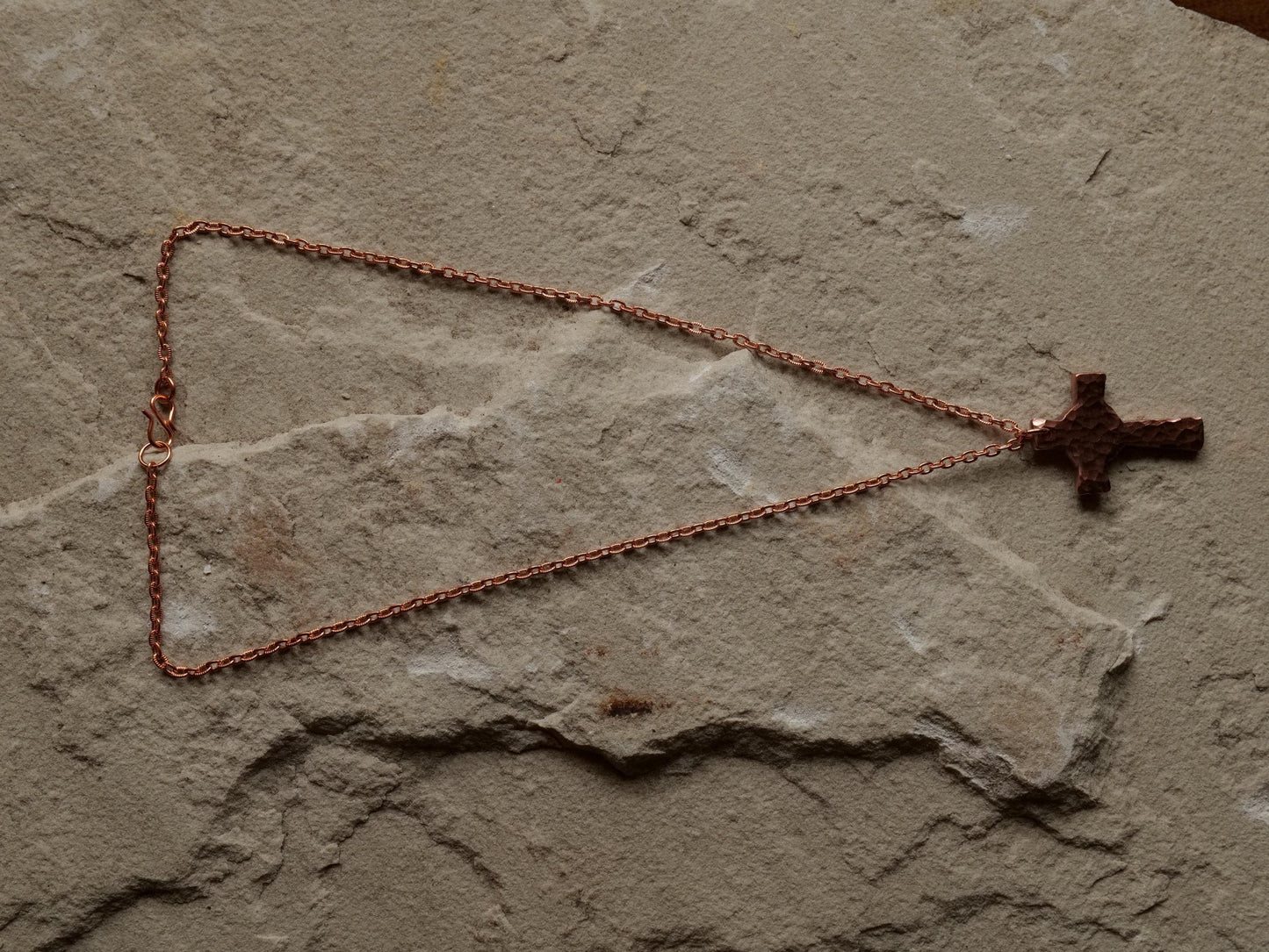 Hand Forged Raw Copper Cross * Hammered Cross Pendant * Christian Gift for Men Women *Forged Cross Circle Necklace  Handmade Copper Necklace