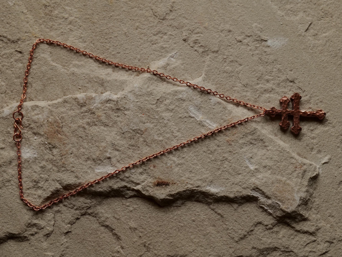 Forged Raw Copper Patriarchal Cross Necklace * Cross of Lorraine Necklace * Gift for Men or Women * Double Cross Necklace * Slovak Cross