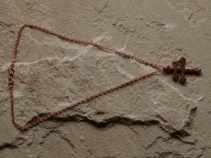 Forged Raw Copper Patriarchal Cross Necklace * Cross of Lorraine Necklace * Gift for Men or Women * Double Cross Necklace * Slovak Cross