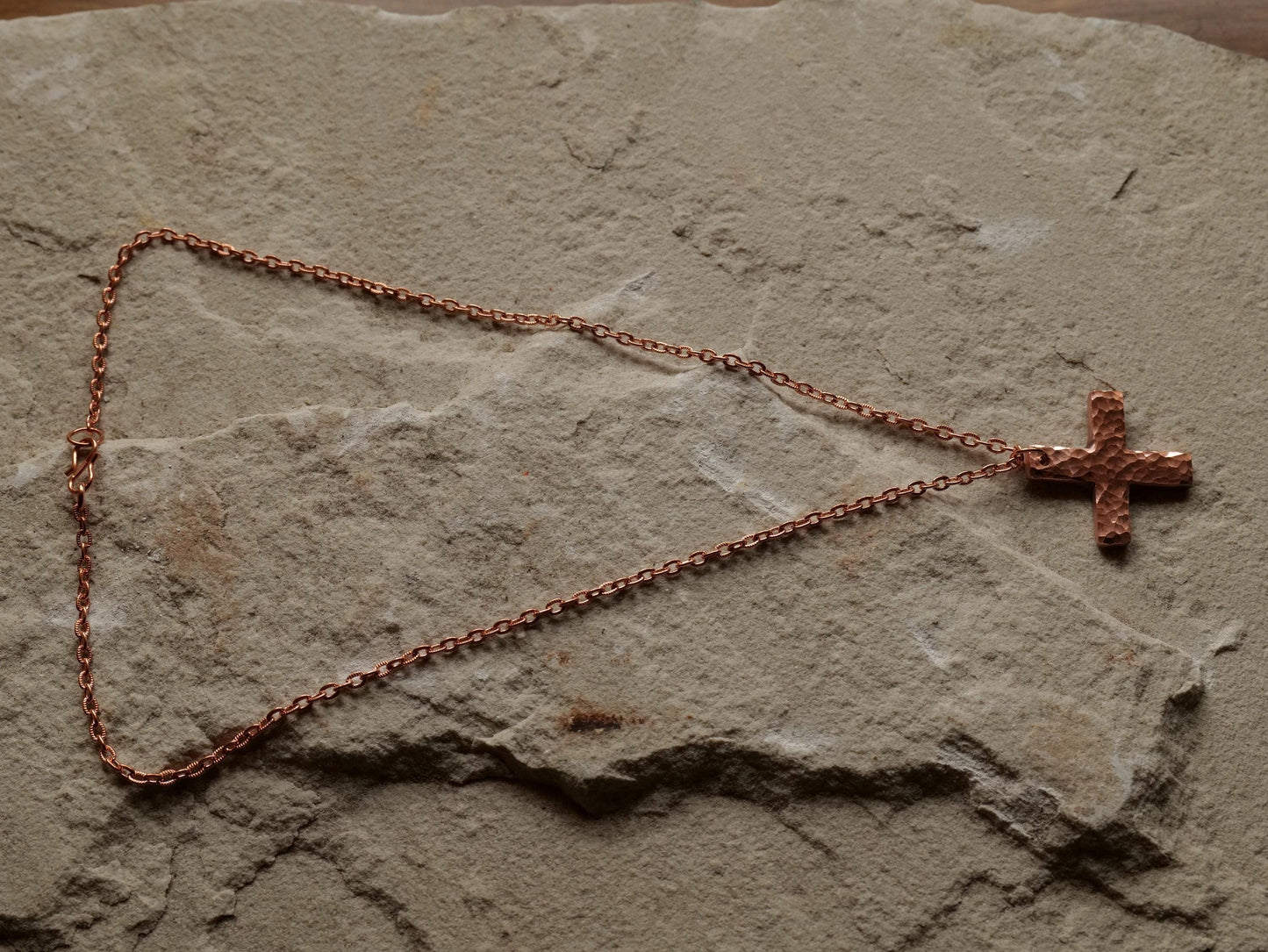 Hammered Raw Copper Greek Cross Necklace * Copper Necklace * Plus Sign Pendant * Forged Cross Necklace * Handmade Copper Necklace