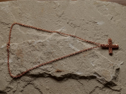 Hammered Raw Copper Greek Cross Necklace * Copper Necklace * Plus Sign Pendant * Forged Cross Necklace * Handmade Copper Necklace