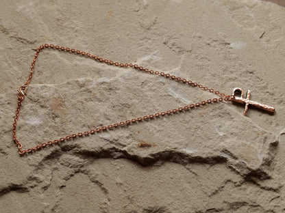 Forged Raw Copper Monogrammatic Cross * Tau-Rho Cross Pendant * Gift for Men or Women * Forged Cross Necklace * Handmade Copper Necklace