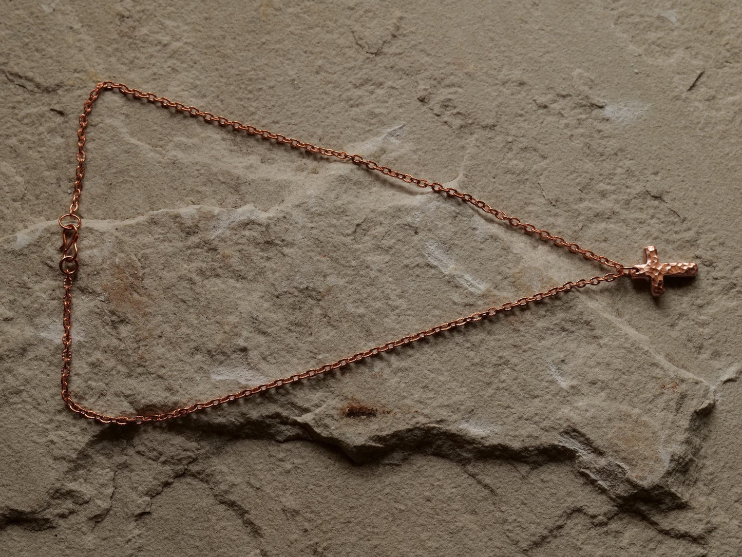 Forged Raw Copper Cross * Hammered Cross Pendant * Christian Gift for Men or Women * Forged Cross Necklace * Handmade Basic Copper Necklace