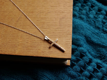 Sterling Silver Cross Necklace * Hammered Silver Cross Pendant * Christian Gift for Men Women * Sterling Silver Cross Pendant Handmade