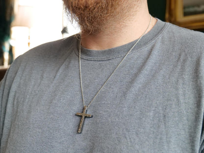 Hand Forged Chunky Cross in Steel * Hammered Cross Pendant * Christian Gift for Men Women * Thick Cross Necklace Men * Skinny Cross