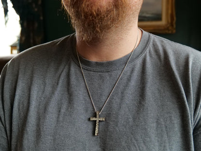 Hand Forged Chunky Cross in Steel * Hammered Cross Pendant * Christian Gift for Men Women * Thick Cross Necklace Men * Tapered Cross