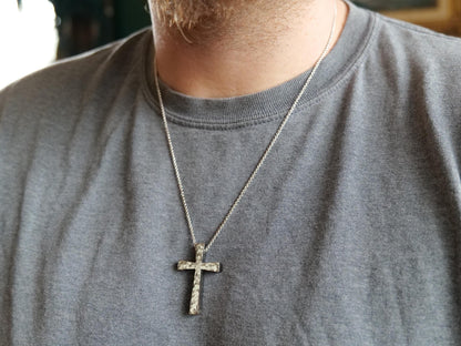 Hand Forged Chunky Cross in Steel * Hammered Cross Pendant * Christian Gift for Men Women * Thick Cross Necklace Men * Tapered Cross