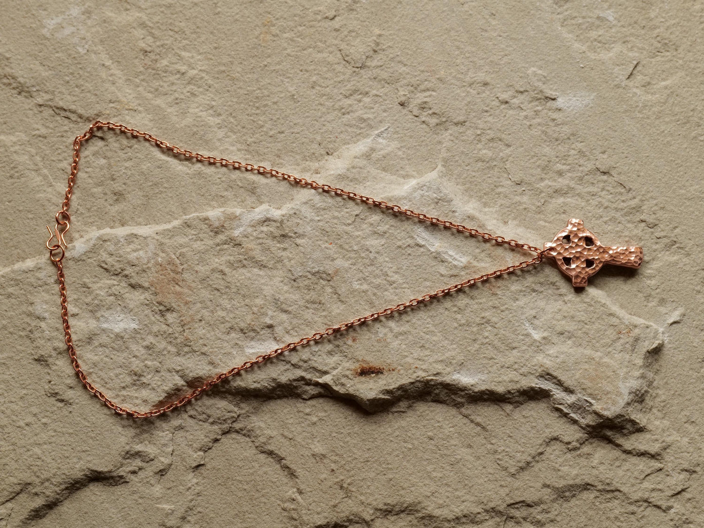 Forged Raw Copper Celtic Cross * Hammered Cross Pendant * Christian Gift for Men or Women * Forged Cross Necklace *Handmade Copper Necklace