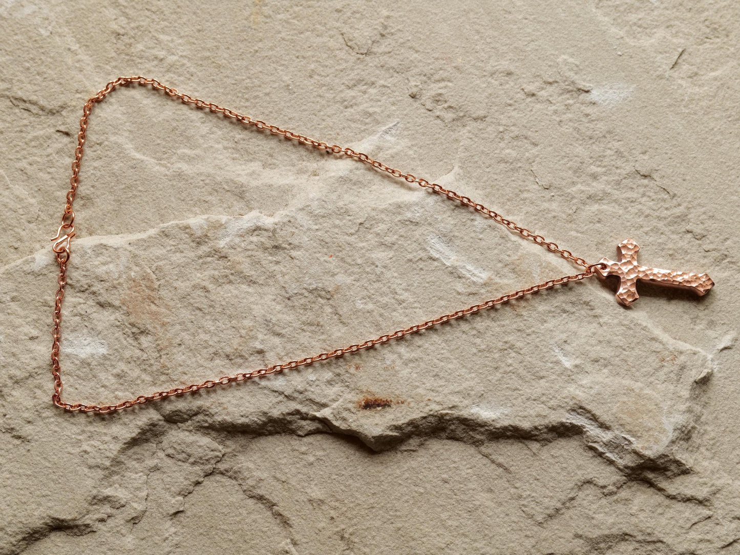 Forged Raw Copper Arrow Cross * Hammered Cross Pendant * Christian Gift for Men or Women * Forged Cross Necklace * Handmade Copper Necklace