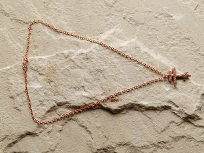 Forged Small Tri Bar Raw Copper Cross Necklace * Hammered Orthodox Cross Pendant * Christian Gift for Men or Women * Forged Three Bar Cross