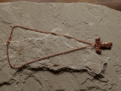 Hammered Raw Copper Fancy Tau Cross Necklace * Saint Francis of Assisi Cross Necklace * Forged Cross Necklace * Franciscan Copper Necklace