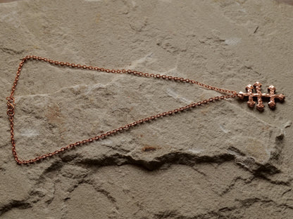 Forged Tri Bar Raw Copper Cross Necklace * Hammered Orthodox Byzantine Catholic Cross Pendant * Gift for Men or Women * Three Bar Cross