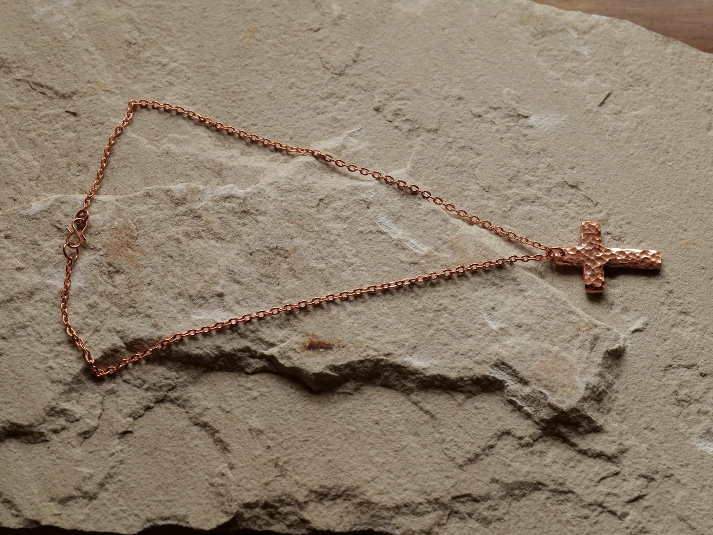 Forged Raw Copper Cross * Hammered Cross Pendant * Christian Gift for Men or Women * Forged Cross Necklace * Handmade Basic Copper Necklace