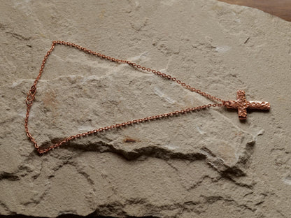 Forged Raw Copper Cross * Hammered Cross Pendant * Christian Gift for Men or Women * Forged Cross Necklace * Handmade Basic Copper Necklace
