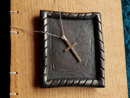 Sterling Silver Cross Necklace * Hammered Silver Cross Pendant * Christian Gift for Men Women * Sterling Silver Cross Pendant Handmade