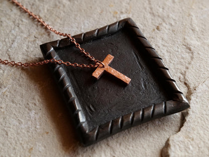 Hammered Raw Copper Letter T Necklace * Tau Cross Necklace * St Anthony Cross Necklace * Forged Cross Necklace * Handmade Copper Necklace