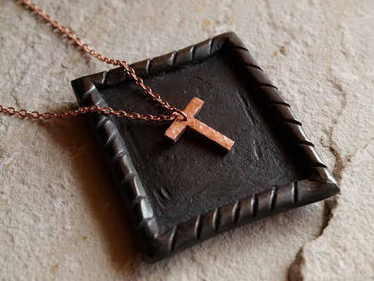 Hammered Raw Copper Letter T Necklace * Tau Cross Necklace * St Anthony Cross Necklace * Forged Cross Necklace * Handmade Copper Necklace