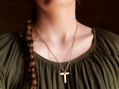 Hammered Raw Copper Letter T Necklace * Tau Cross Necklace * St Anthony Cross Necklace * Forged Cross Necklace * Handmade Copper Necklace