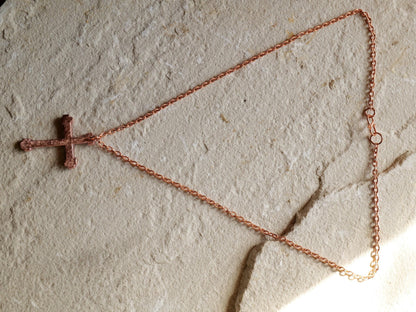 Hand Forged Raw Copper Cross * Hammered Cross Pendant * Christian Gift for Men or Women * Forged Cross Necklace * Blocky Copper Necklace