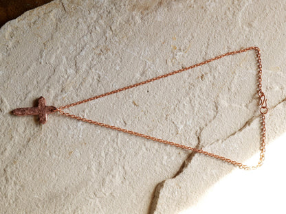 Forged Pointed Raw Copper Cross * Hammered Cross Pendant * Christian Gift for Men Women * Forged Cross Necklace * Handmade Copper Necklace