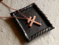 Forged Raw Large Copper Patriarchal Cross Necklace * Cross of Lorraine Necklace * Gift for Men or Women *Double Cross Necklace *Slovak Cross