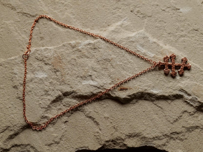 Forged Tri Bar Raw Copper Cross Necklace * Orthodox Cross Pendant * Byzantine Catholic Jewelry * Forged Three Bar Cross Necklace