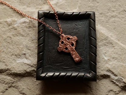 Forged Raw Copper Celtic Cross * Hammered Cross Pendant * Christian Gift for Men or Women * Forged Cross Necklace *Handmade Copper Necklace