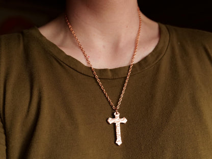 Forged Raw Copper Arrow Cross * Hammered Cross Pendant * Christian Gift for Men or Women * Forged Cross Necklace * Handmade Copper Necklace