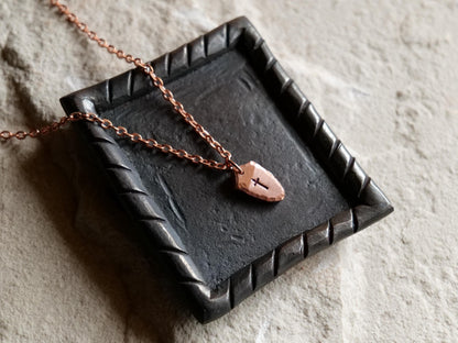 Raw Copper Tiny Shield of Faith Pendant* Hammered Shield Pendant * Christian Gift for Men or Women * Armor of God * Gift for Him or Her