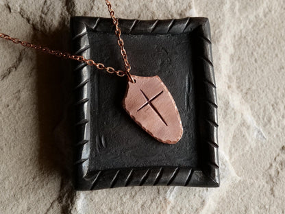 Large Raw Copper Shield of Faith Pendant* Shield Pendant * Christian Gift for Men or Women * Forged Armor of God Necklace * Gift for Him Her