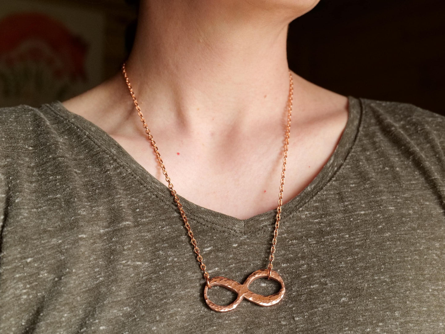 Hammered Raw Copper Infinity Necklaces for Women * Infinity Pendant Necklace* Gift for Her * Copper Anniversary Gift * Anniversary for Her