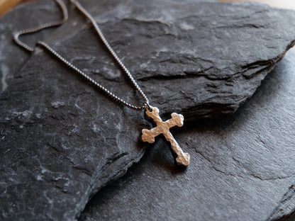Forged Medium Stainless Steel Catholic Cross * Orthodox Cross Pendant * Gift for Men or Women * Forged Cross Necklace * Handmade Necklace