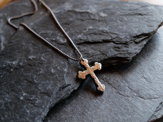 Forged Medium Stainless Steel Catholic Cross * Orthodox Cross Pendant * Gift for Men or Women * Forged Cross Necklace * Handmade Necklace