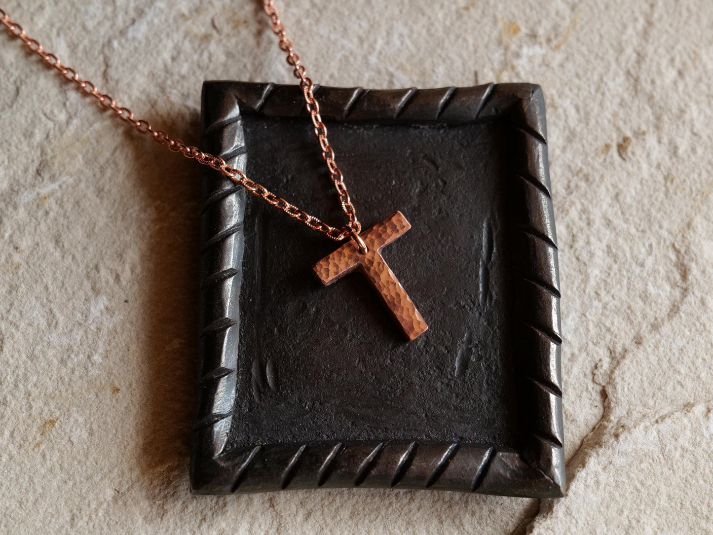 Hammered Raw Copper Letter T Necklace * Tau Cross Necklace * St Anthony Cross Necklace * Forged Cross Necklace * Handmade Copper Necklace