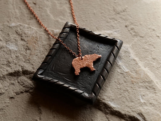 Copper Bear Necklace * Wildlife Pendant * Nature Jewelry for Men or for Women *Hammered Bear Necklace Gifts for Him or Her