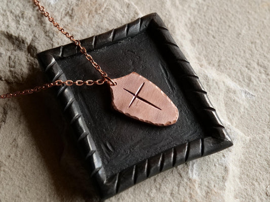 Large Raw Copper Shield of Faith Pendant* Shield Pendant * Christian Gift for Men or Women * Forged Armor of God Necklace * Gift for Him Her