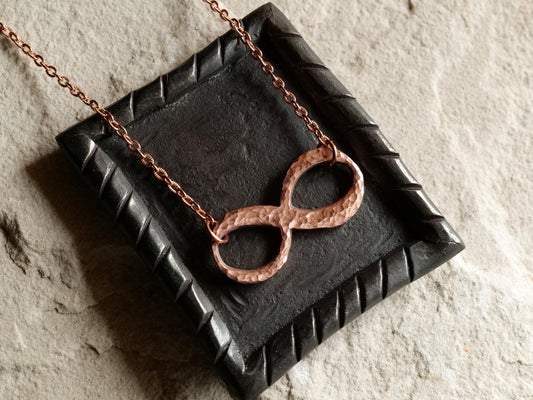 Hammered Raw Copper Infinity Necklaces for Women * Infinity Pendant Necklace* Gift for Her * Copper Anniversary Gift * Anniversary for Her