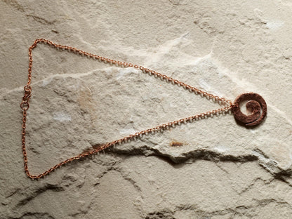 Handmade Raw Copper Spiral Necklace * Swirl Pendant * Wave Surfer Necklace Men * Water Necklace for Men * Hammered Necklace for Him