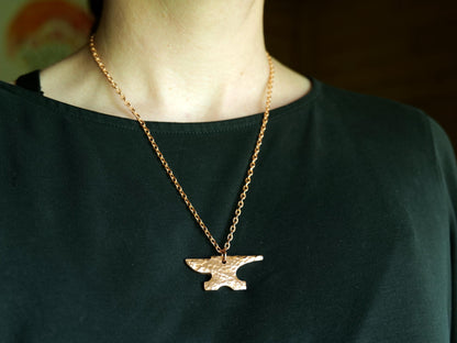 Hand Forged Raw Copper Anvil Pendant * Hammered Anvil Necklace for Blacksmiths* Blacksmith Necklace * Gift for Blacksmiths