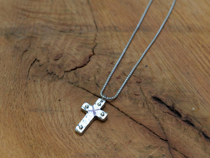 Riveted Medium Matthew Stainless Steel Cross * Hammered Cross Pendant * Christian Gift for Men Women * Forged Cross Necklace