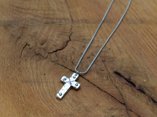 Riveted Medium Matthew Stainless Steel Cross * Hammered Cross Pendant * Christian Gift for Men Women * Forged Cross Necklace