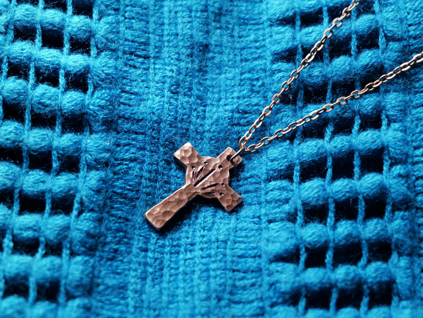 King of Kings Pendant * Hammered Copper Cross Necklace * Christian Gift for Men Women *Forged Cross Circle Necklace Copper Necklace