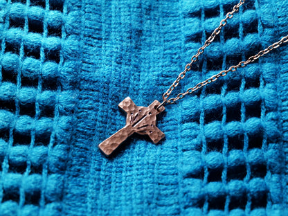 King of Kings Pendant * Hammered Copper Cross Necklace * Christian Gift for Men Women *Forged Cross Circle Necklace Copper Necklace