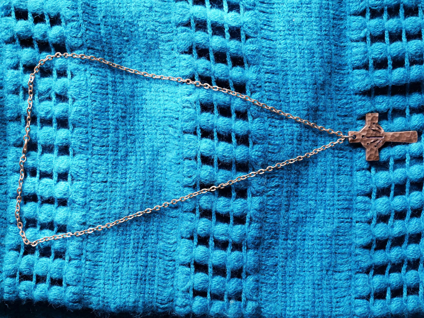 King of Kings Pendant * Hammered Copper Cross Necklace * Christian Gift for Men Women *Forged Cross Circle Necklace Copper Necklace