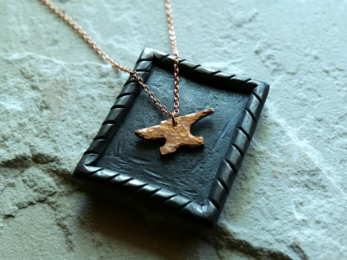 Hand Forged Raw Copper Anvil Pendant * Hammered Anvil Necklace for Blacksmiths* Blacksmith Necklace * Gift for Blacksmiths