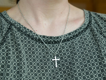 Hand Forged Tiny Tapered Cross * Hammered Cross Pendant * Christian Gift for Men or Women * Forged Cross Necklace * Handmade Steel Necklace