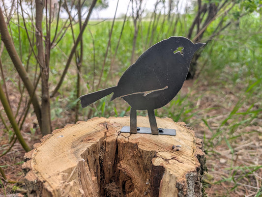 Little Bird Fence Post Topper * Garden Art Accessories * Rusty Metal Garden Stakes * Outdoor Decor * Yard Art Sculpture * Tree Stump Art